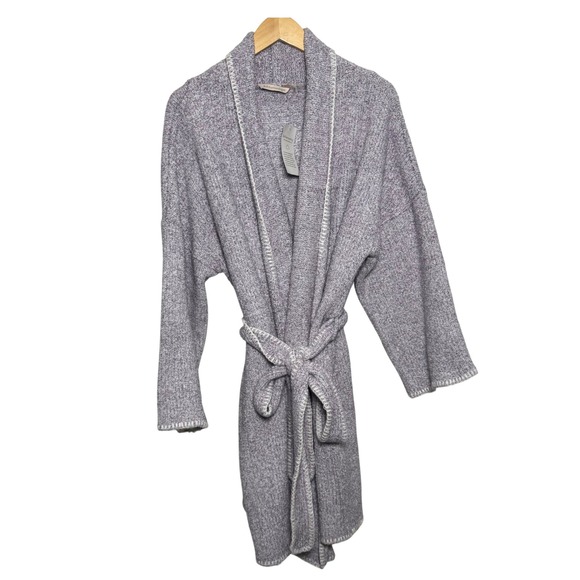 Soft Surroundings Belted Robe Knit Duster Open Front Cardigan Lavender L - Picture 1 of 6